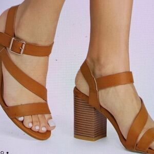 SODA SIDE STRAP STACKED HEEL OPEN TOE SANDAL